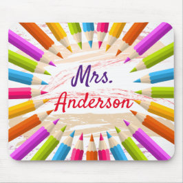 パーソナライズな先生のカラフルな鉛筆 マウスパッド