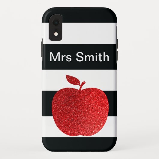 パーソナライズな先生のグリッターAppleは縞で飾ります Case-Mate iPhoneケース (裏面)
