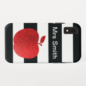 パーソナライズな先生のグリッターAppleは縞で飾ります Case-Mate iPhoneケース (裏面(横))