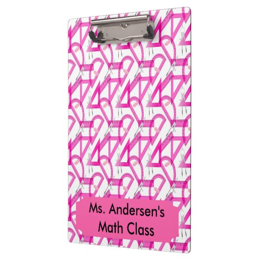 パーソナライズな先生のピンクの数学はクリップボードに用具を使います クリップボード (左)