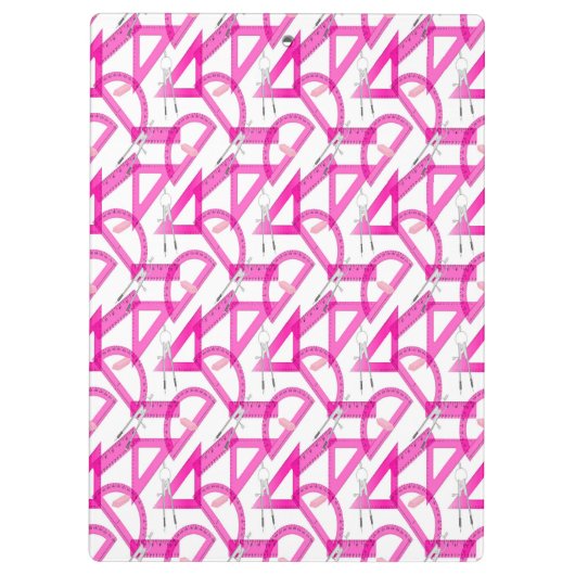 パーソナライズな先生のピンクの数学はクリップボードに用具を使います クリップボード (裏面)