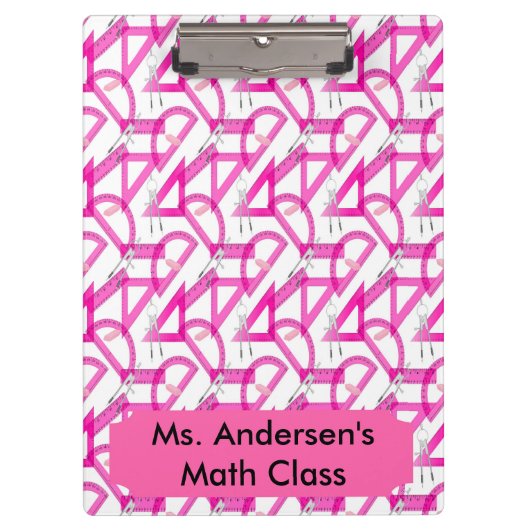 パーソナライズな先生のピンクの数学はクリップボードに用具を使います クリップボード (正面)