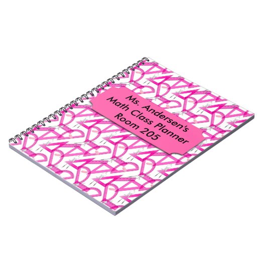 パーソナライズな先生のピンクの数学はノートに用具を使います ノートブック (左側)