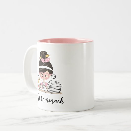 パーソナライズな先生のマグのアジア人 ツートーンマグカップ (正面左)