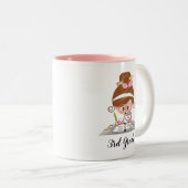 パーソナライズな先生のマグのブルネット ツートーンマグカップ (正面右)