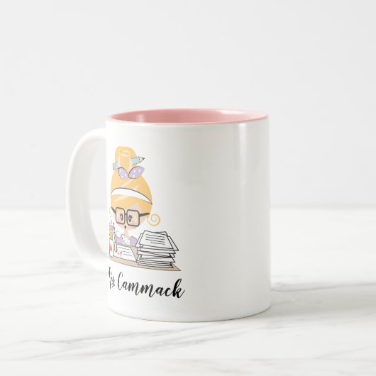 パーソナライズな先生のマグのブロンドの女性 ツートーンマグカップ (正面左)