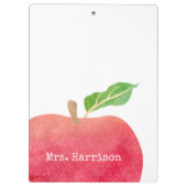 パーソナライズな先生の赤い水彩画のAppleの学校 クリップボード (裏面)