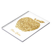 パーソナライズな先生の金ゴールドのフェイクなスパンコールのAppleの魅力 ノートブック (左側)