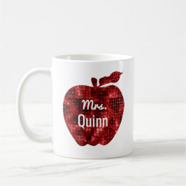 パーソナライズな先生の魅力的でフェイクなスパンコール赤いApple コーヒーマグカップ