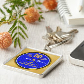 パーソナライズな先輩のための青い金ゴールドのラクロスのギフト キーホルダー (側面)