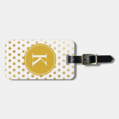パーソナライズな光沢がある金ゴールドの水玉模様パターン ラゲッジタグ (正面横)