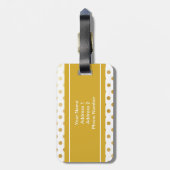 パーソナライズな光沢がある金ゴールドの水玉模様パターン ラゲッジタグ (裏面縦)
