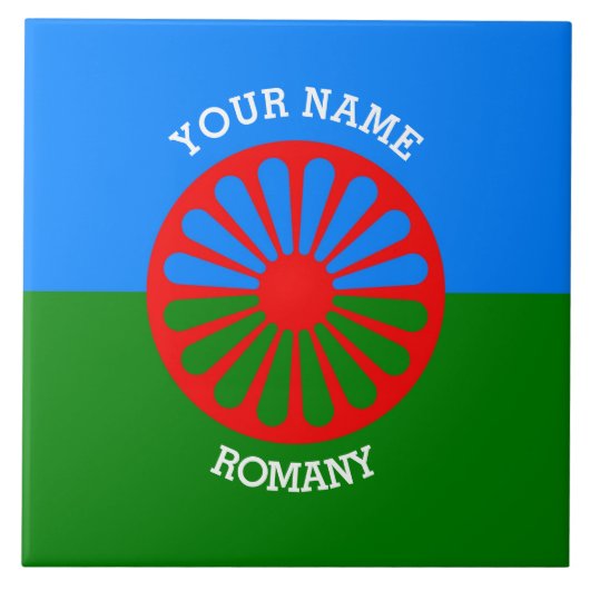 パーソナライズな公式のRomanyのジプシーの旅行者の旗 タイル (正面)