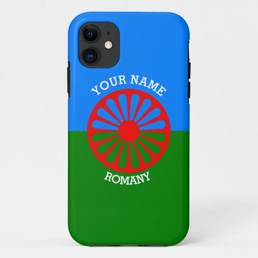 パーソナライズな公式のRomanyのジプシーの旅行者の旗 Case-Mate iPhoneケース (裏面)