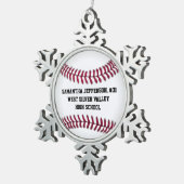 パーソナライズな円形の野球のスポーツ スノーフレークピューターオーナメント (右)