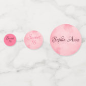 パーソナライズな写真およびピンクの菓子16の誕生日 コンフェッティ (裏面)