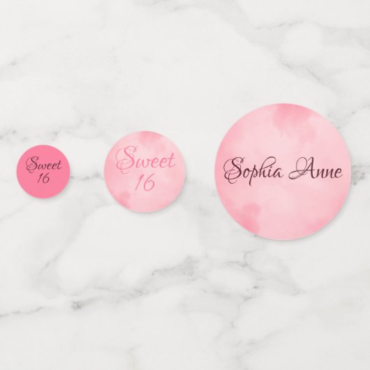 パーソナライズな写真およびピンクの菓子16の誕生日 コンフェッティ (裏面)