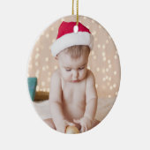 パーソナライズな写真および文字のカスタムのクリスマス セラミックオーナメント (右)