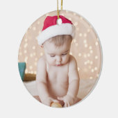 パーソナライズな写真および文字のカスタムのクリスマス セラミックオーナメント (左)