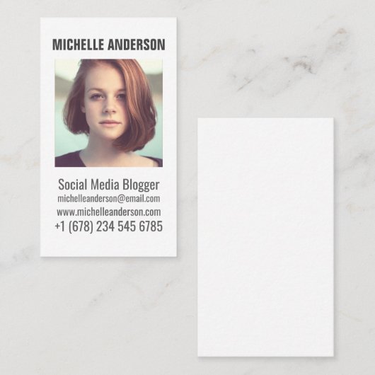 パーソナライズな写真および文字 名刺 (正面/裏面)