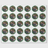 パーソナライズな写真が付いているクリスマスのリース ラッピングペーパー (フラット)