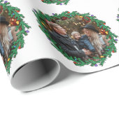 パーソナライズな写真が付いているクリスマスのリース ラッピングペーパー (ロールコーナー)