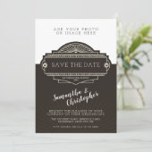 パーソナライズな写真のアールデコの結婚式招待状 招待状 (スタンド正面)