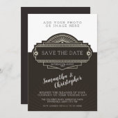 パーソナライズな写真のアールデコの結婚式招待状 招待状 (正面/裏面)