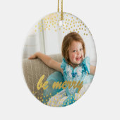 パーソナライズな写真のオーナメントは|メリーな|の金ゴールドです セラミックオーナメント (右)