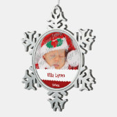 パーソナライズな写真のクリスマスのオーナメント スノーフレークピューターオーナメント (右)