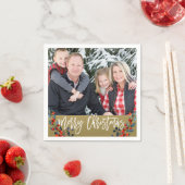 パーソナライズな写真のクリスマスの果実の休日のパーティ スタンダードカクテルナプキン (インサイチュ)