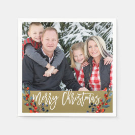 パーソナライズな写真のクリスマスの果実の休日のパーティ スタンダードカクテルナプキン