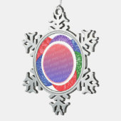 パーソナライズな写真のクリスマスの球の雪片Orn. スノーフレークピューターオーナメント (右)