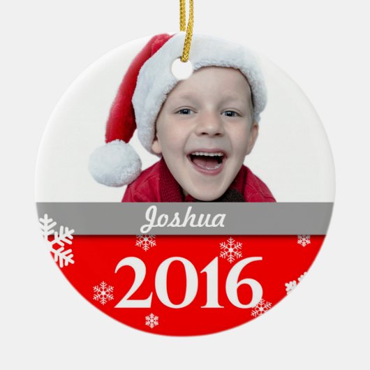 パーソナライズな写真のクリスマスツリーのオーナメント2016年 セラミックオーナメント (正面)