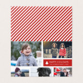 パーソナライズな写真のコラージュのクリスマスの赤のストライプ (外部フラット)
