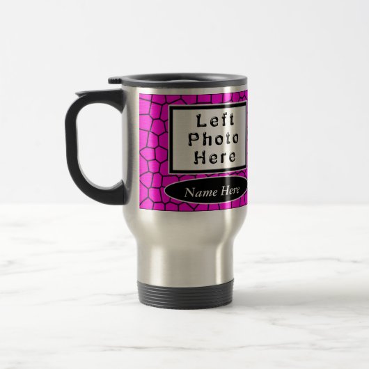 パーソナライズな写真のコーヒータンブラーのピンクのモザイク トラベルマグ (左)