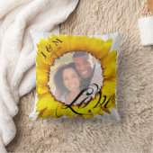 パーソナライズな写真のヒマワリの結婚式は日付を示します クッション (ブランケット)