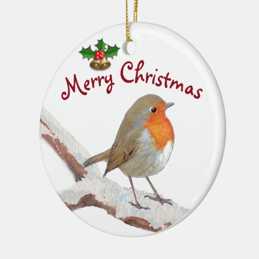 パーソナライズな写真のロビンのクリスマスのオーナメント セラミックオーナメント (左)