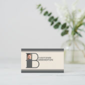 パーソナライズな写真の大文字Bのモノグラム 名刺 (スタンド正面)