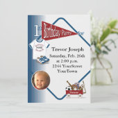 パーソナライズな写真の第1誕生日の招待状 招待状 (スタンド正面)