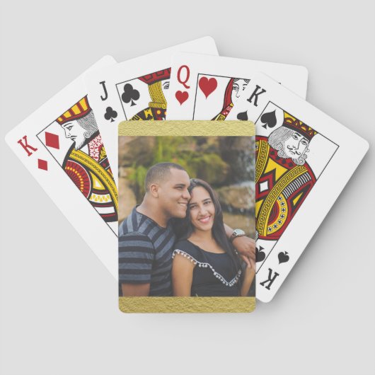 パーソナライズな写真の金ゴールドの質の背景 トランプ (裏面)