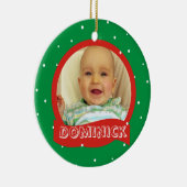 パーソナライズな写真及び一流のクリスマスの円形のオーナメント セラミックオーナメント (右)