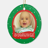パーソナライズな写真及び一流のクリスマスの円形のオーナメント セラミックオーナメント (左)
