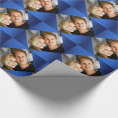 パーソナライズな写真家族は写真の青をつなぎます ラッピングペーパー (角)