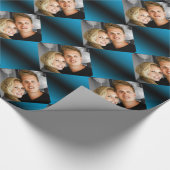 パーソナライズな写真家族は写真の青2をつなぎます ラッピングペーパー (角)