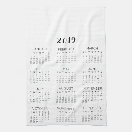 パーソナライズな写真2019のカレンダーDIY キッチンタオル (縦)