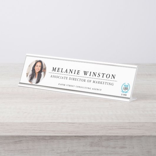 パーソナライズな写真|のロゴの専門のオフィス デスクネームプレート (正面)