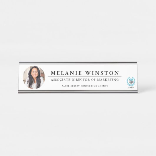 パーソナライズな写真|のロゴの専門のオフィス デスクネームプレート (正面)