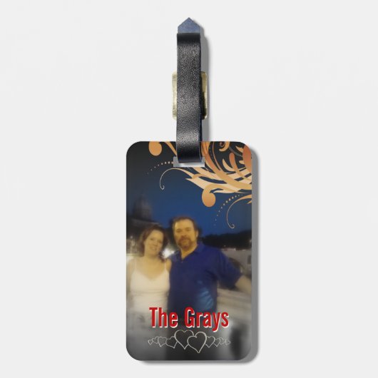 パーソナライズな写真|の新婚旅行の巡航のモノグラム ラゲッジタグ (裏面縦)