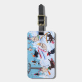 パーソナライズな冬のおもしろいのスキーにラブラドールの絵を描くこと ラゲッジタグ (正面縦)